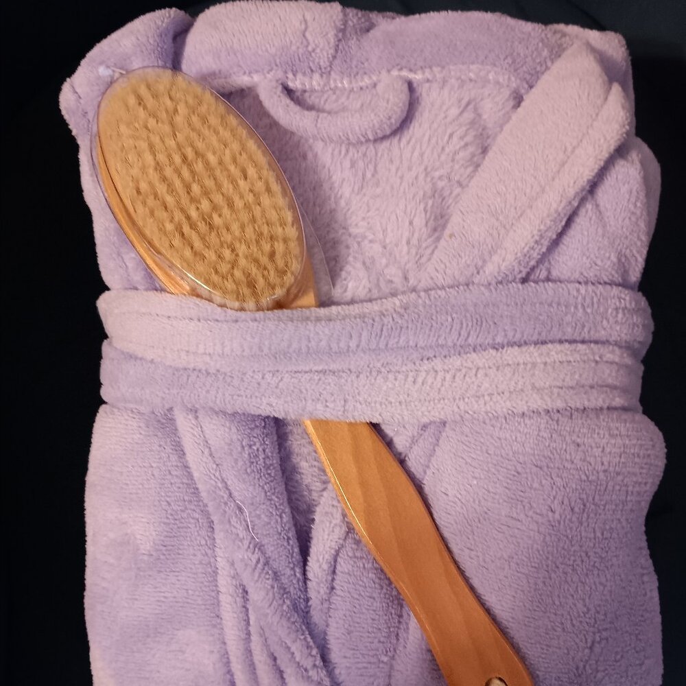 Lavender Robe and Bath Brush NWOT